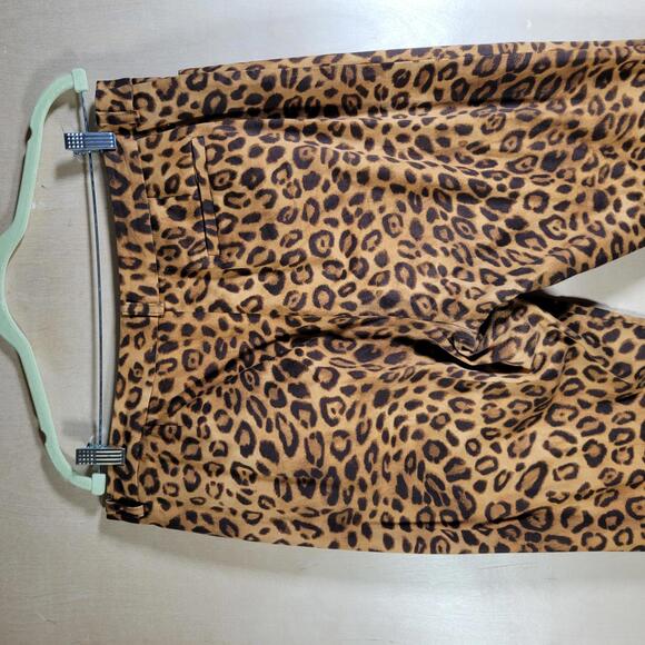 Jones New York Brown Animal Print Stretch Cropped Pants Women Size 14 - Picture 8 of 10